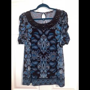 3 for $15 - Apt 9 blue/ black paisley tunic size Large